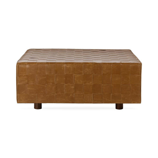 Classic Home  - Aristo Leather Square Cocktail Ottoman - Chestnut - 53002094 veiw 2