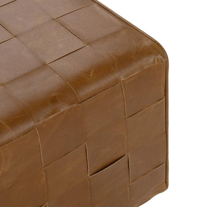 Classic Home  - Aristo Leather Square Cocktail Ottoman - Chestnut - 53002094 veiw 3