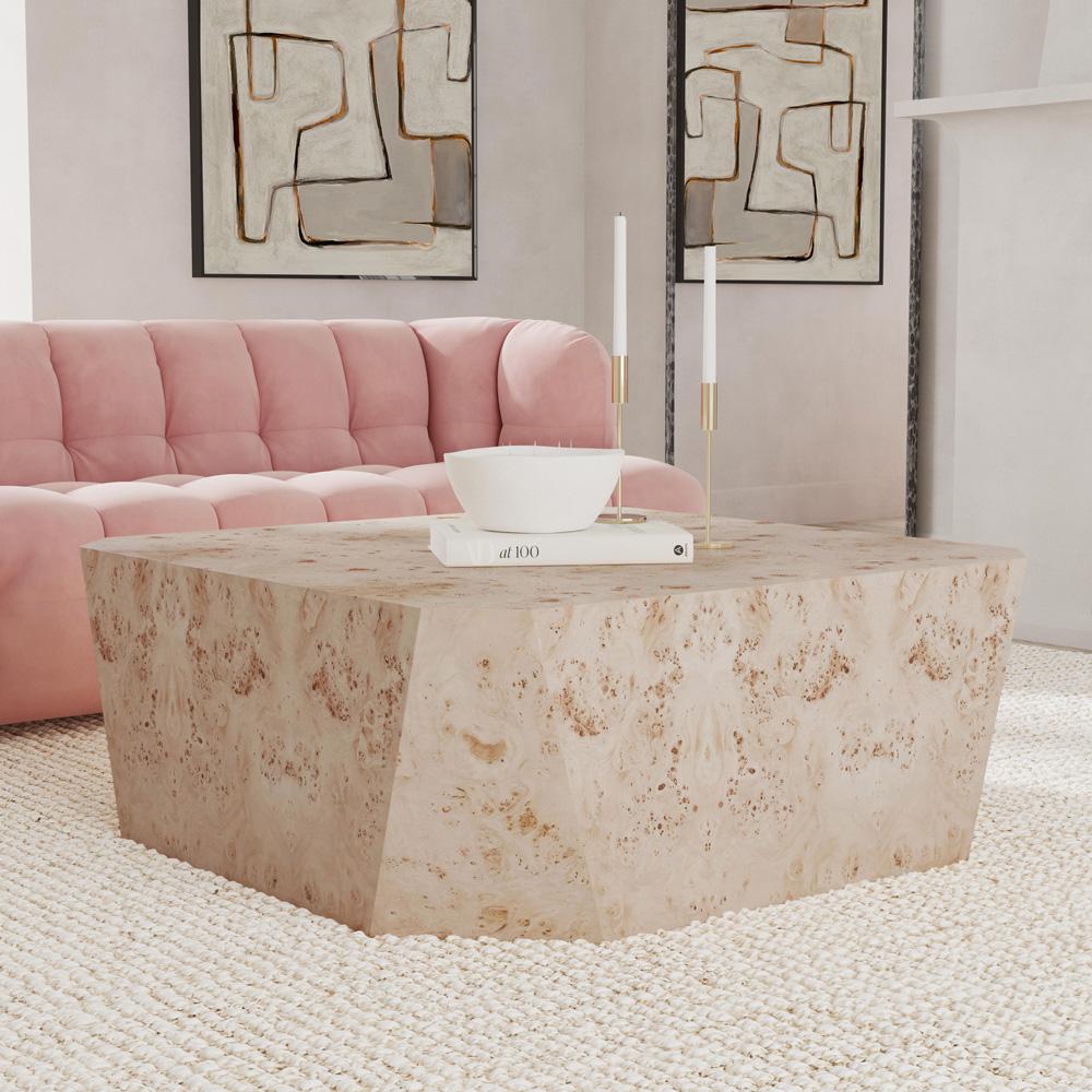 Classic Home - Avena 42in Burl Wood Square Coffee Table In Natural Tone - 51031562 veiw 4