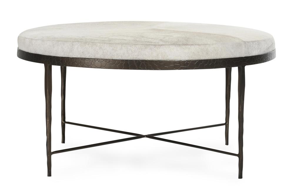 Classic Home - Bose Leather Hide Round Cocktail Coffee Table In Ivory - 51011899 veiw 2