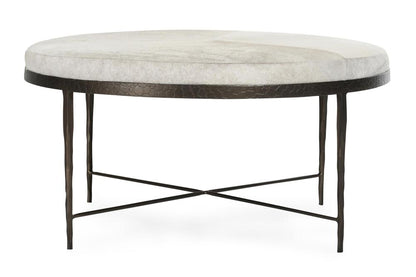 Classic Home - Bose Leather Hide Round Cocktail Coffee Table In Ivory - 51011899 veiw 2