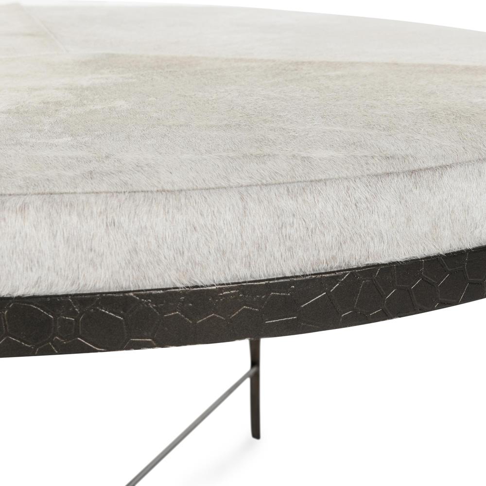 Classic Home - Bose Leather Hide Round Cocktail Coffee Table In Ivory - 51011899 veiw 4