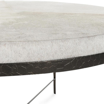 Classic Home - Bose Leather Hide Round Cocktail Coffee Table In Ivory - 51011899 veiw 4