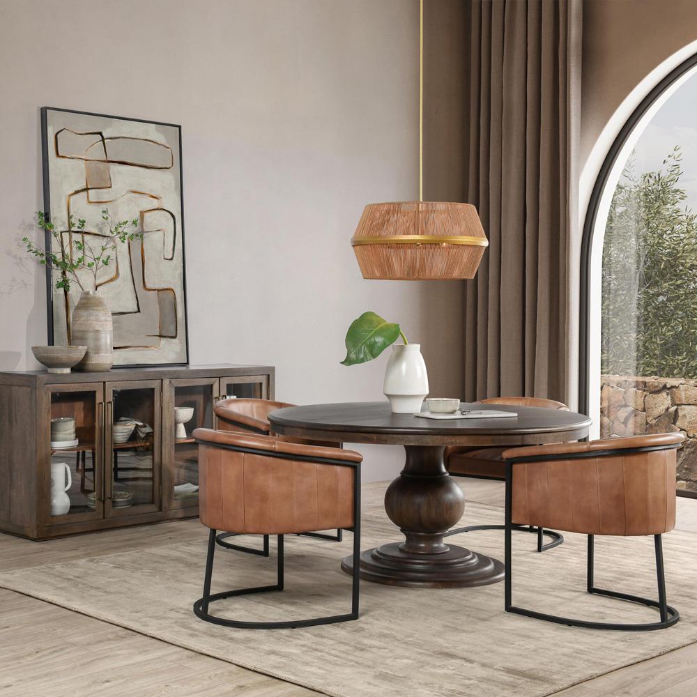 Classic Home - Brookside 60in Round Mango Wood Dinning Table In Cocoa Brown - 51011885 veiw 4