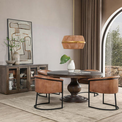 Classic Home - Brookside 60in Round Mango Wood Dinning Table In Cocoa Brown - 51011885 veiw 4
