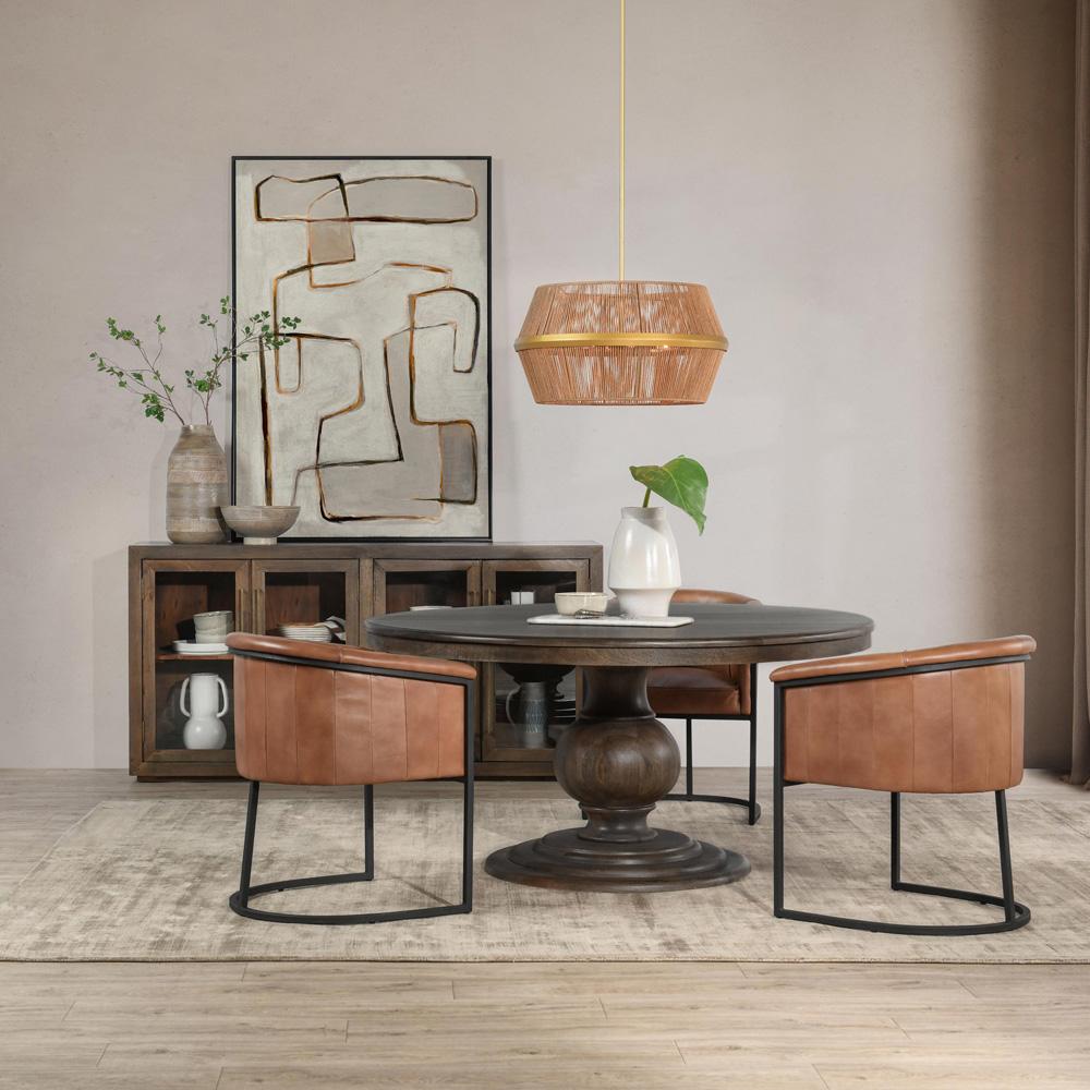 Classic Home - Brookside 60in Round Mango Wood Dinning Table In Cocoa Brown - 51011885 veiw 5