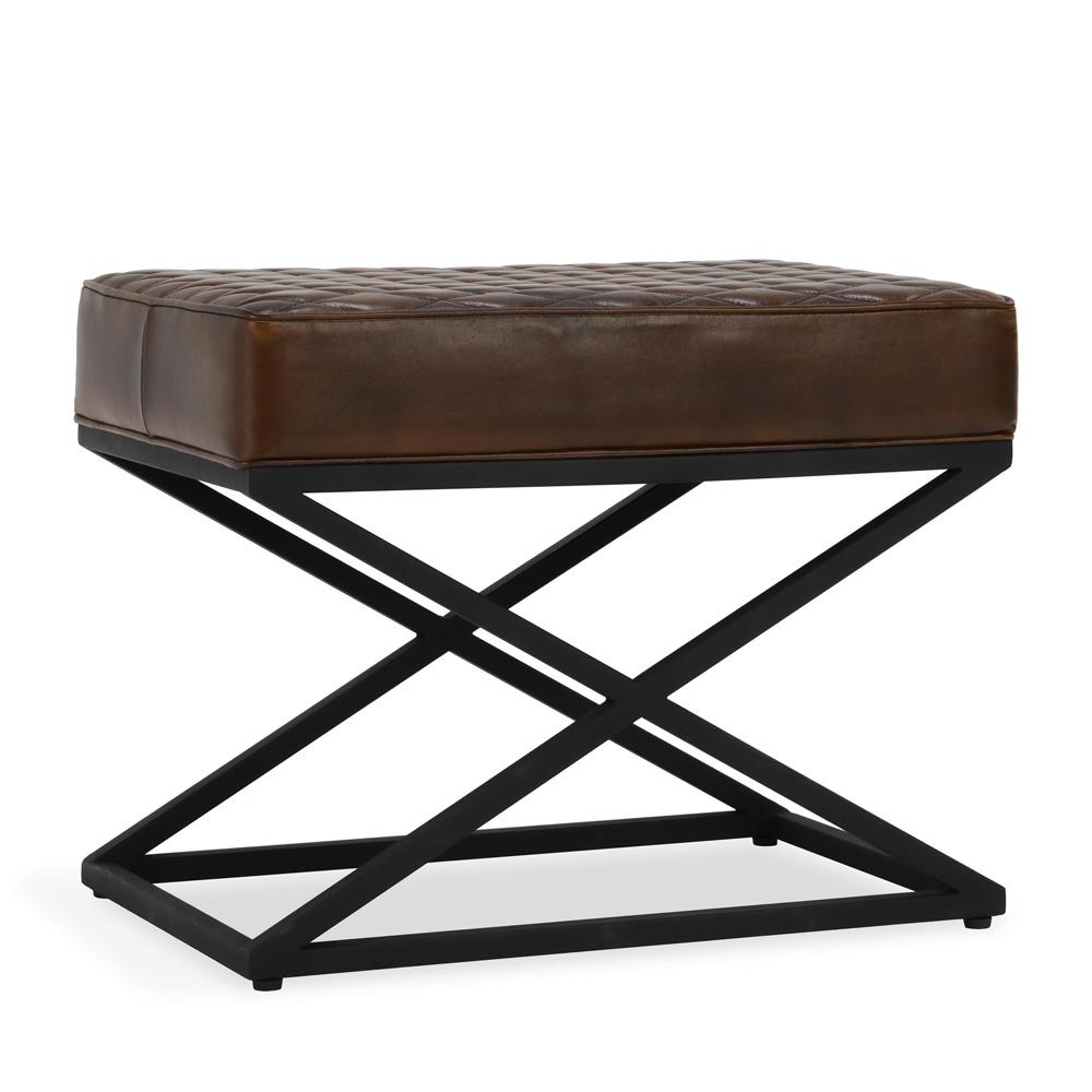 Classic Home - Bruno Brown Top Grain Leather Bench Stool - 53001996 veiw 1