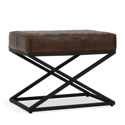 Classic Home - Bruno Brown Top Grain Leather Bench Stool - 53001996 veiw 1