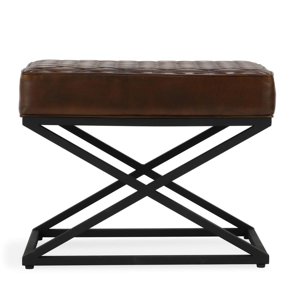 Classic Home - Bruno Brown Top Grain Leather Bench Stool - 53001996 veiw 2