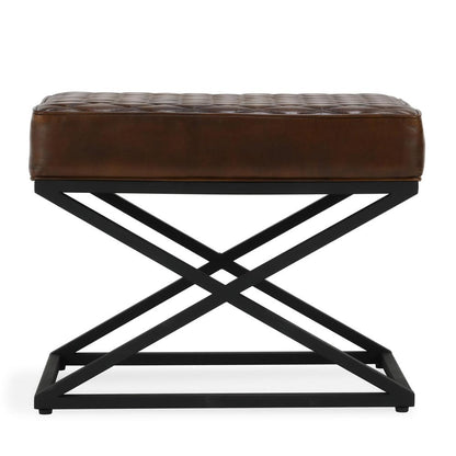 Classic Home - Bruno Brown Top Grain Leather Bench Stool - 53001996 veiw 2
