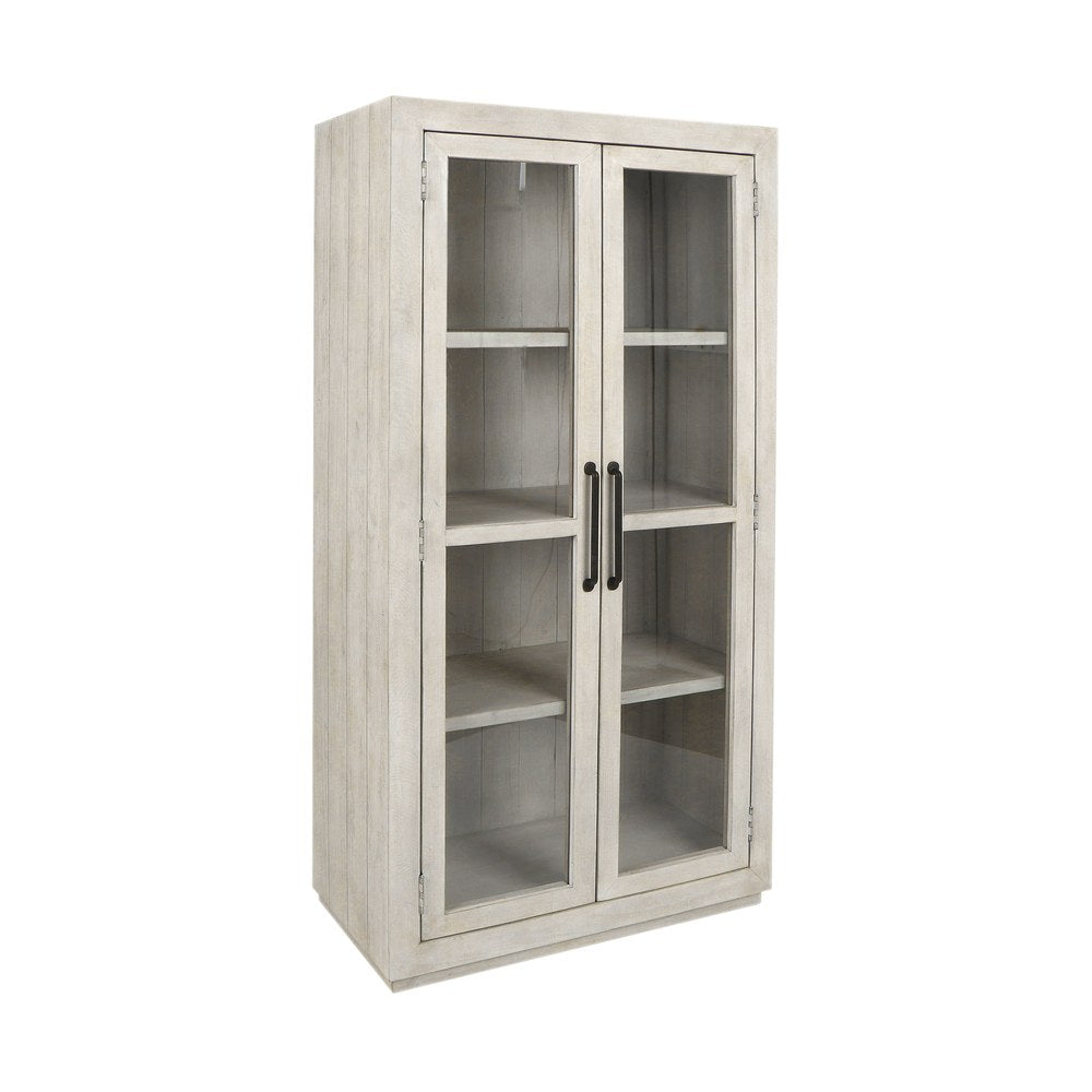 Classic Home - Caleb Reclaimed Pine Display Cabinet in Ivory - Distressed Ivory - 52004096 view 2