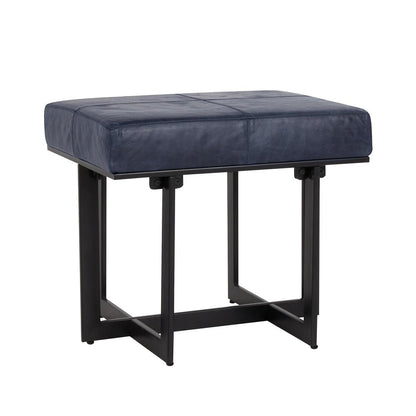 Classic Home - Calvin  Genuine Leather Stool In Nightfall Blue - 53001938 veiw 1