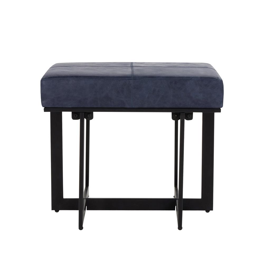 Classic Home - Calvin  Genuine Leather Stool In Nightfall Blue - 53001938 veiw 2