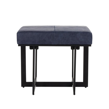 Classic Home - Calvin  Genuine Leather Stool In Nightfall Blue - 53001938 veiw 2
