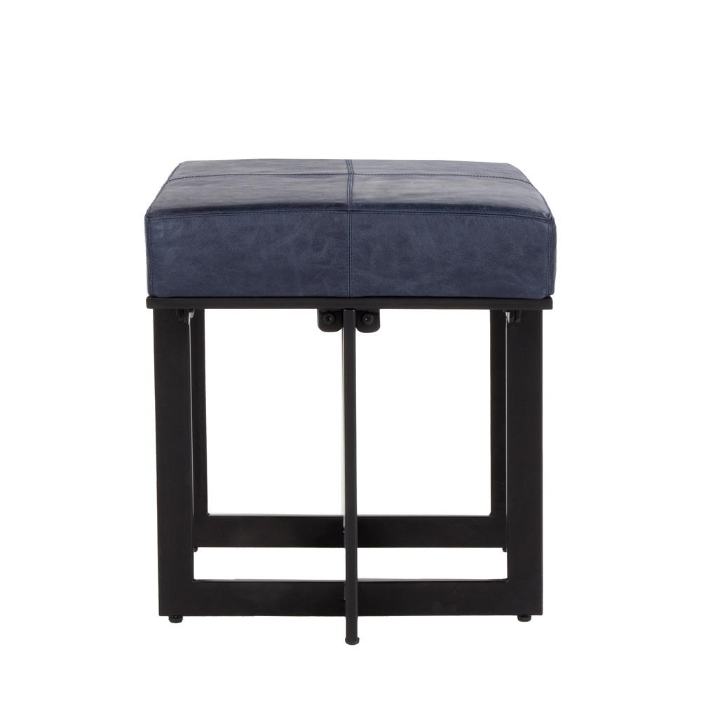 Classic Home - Calvin  Genuine Leather Stool In Nightfall Blue - 53001938 veiw 3