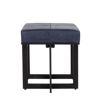 Classic Home - Calvin  Genuine Leather Stool In Nightfall Blue - 53001938 veiw 3