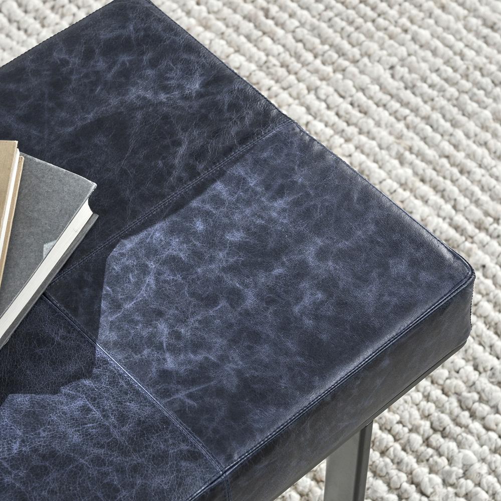 Classic Home - Calvin  Genuine Leather Stool In Nightfall Blue - 53001938 veiw 5
