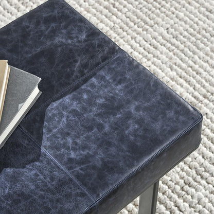 Classic Home - Calvin  Genuine Leather Stool In Nightfall Blue - 53001938 veiw 5