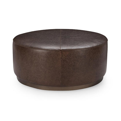 Classic Home  - Clair Leather Round Cocktail Coffee Table - Dark Brown - 51011967 veiw 1