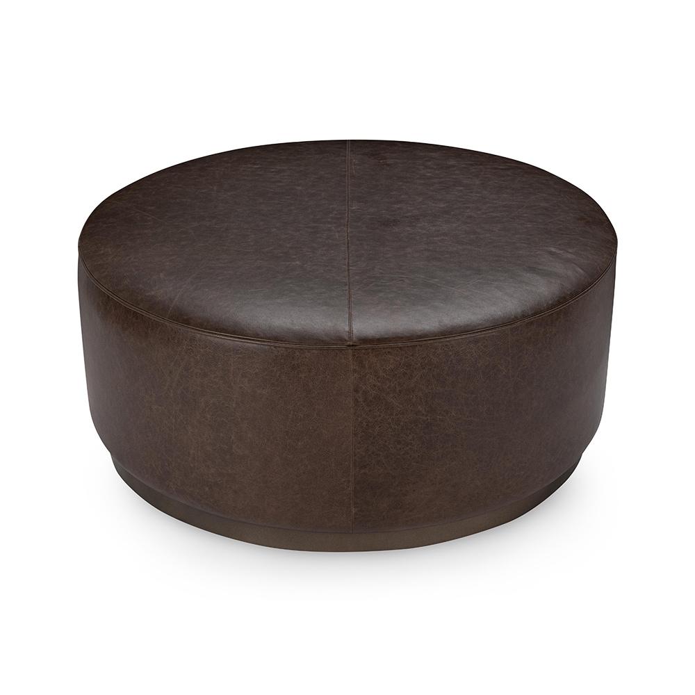 Classic Home  - Clair Leather Round Cocktail Coffee Table - Dark Brown - 51011967 veiw 2