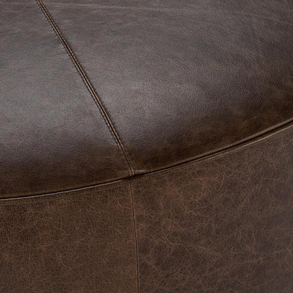 Classic Home  - Clair Leather Round Cocktail Coffee Table - Dark Brown - 51011967 veiw 3