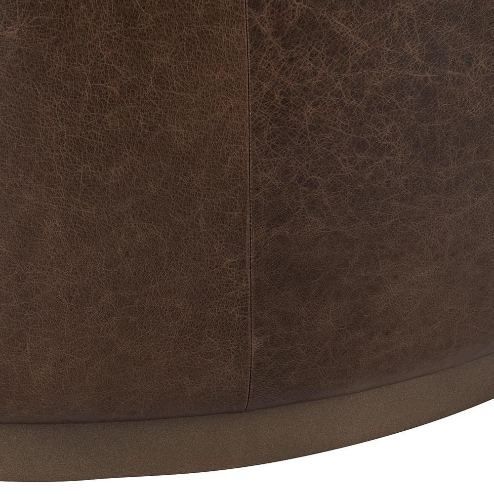 Classic Home  - Clair Leather Round Cocktail Coffee Table - Dark Brown - 51011967 veiw 4