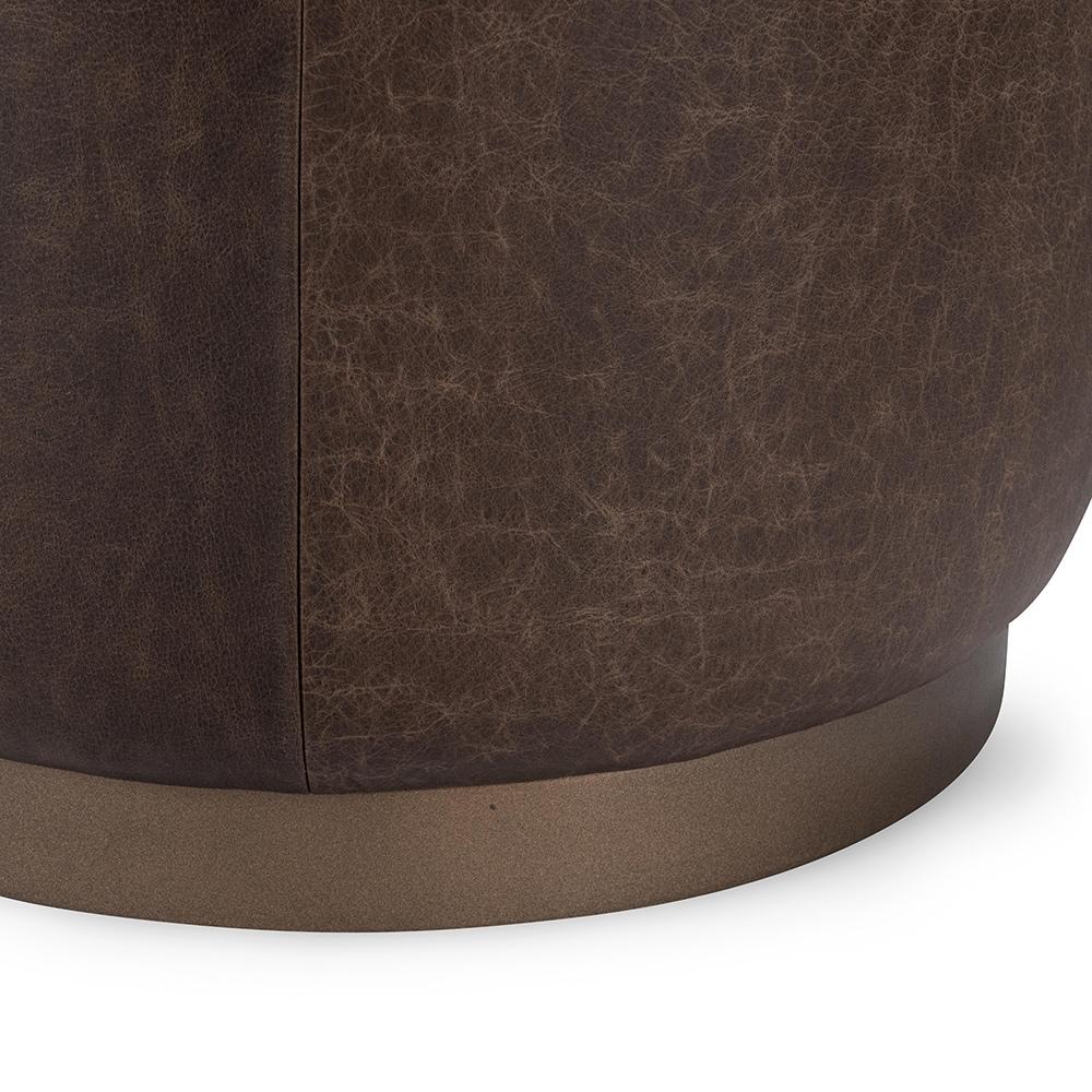 Classic Home  - Clair Leather Round End Table - Dark Brown - 53002064 veiw 4