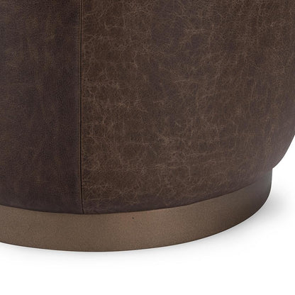 Classic Home  - Clair Leather Round End Table - Dark Brown - 53002064 veiw 4
