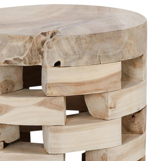 Classic Home  - Dacosta Teak Wood Round Accent Table - Natural - 51005359 veiw 2