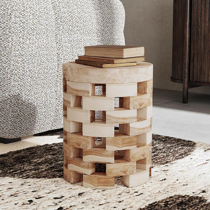 Classic Home  - Dacosta Teak Wood Round Accent Table - Natural - 51005359 veiw 4