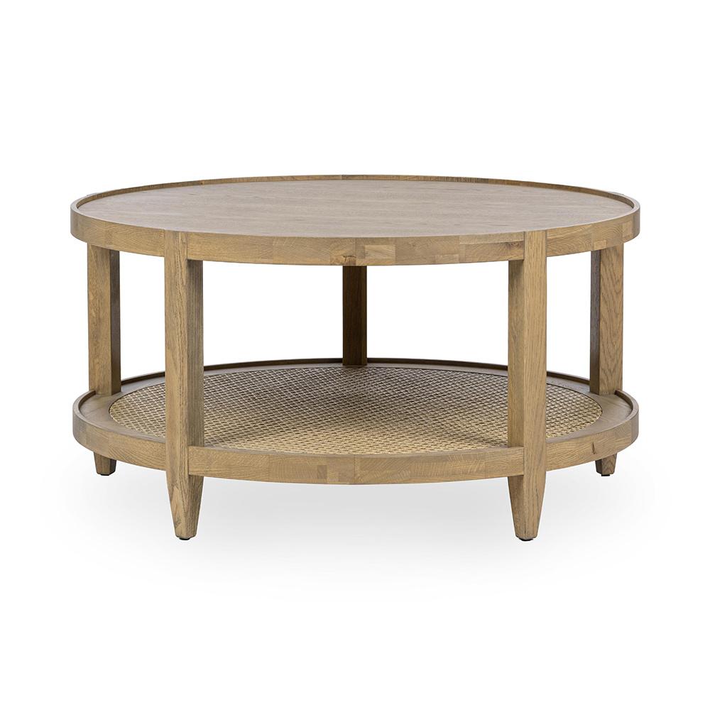 Classic Home  - Devin Oak Wood Round Coffee Table - Khaki Mist - 51031749 veiw 2