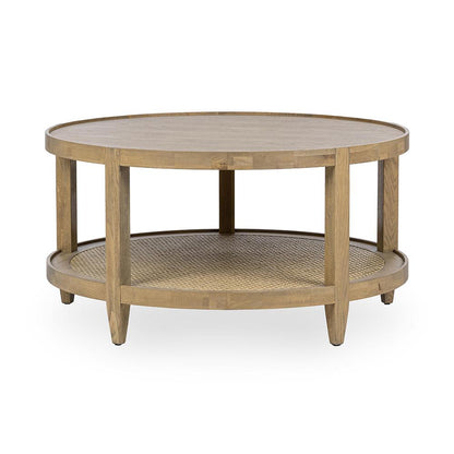 Classic Home  - Devin Oak Wood Round Coffee Table - Khaki Mist - 51031749 veiw 2