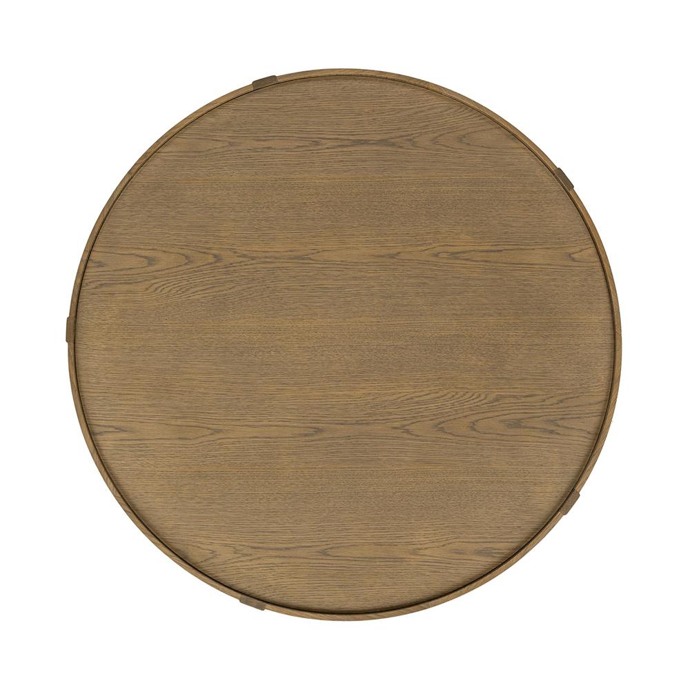 Classic Home  - Devin Oak Wood Round Coffee Table - Khaki Mist - 51031749 veiw 3