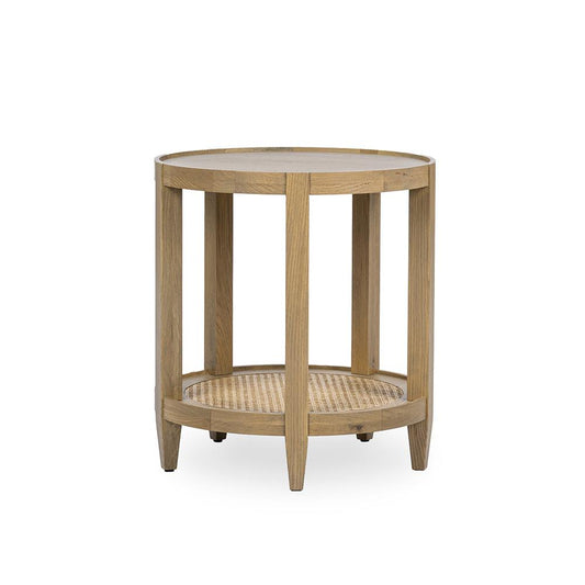 Classic Home  - Devin Oak Wood Round End Table - Khaki Mist - 51031779 veiw 1