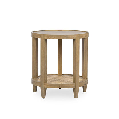 Classic Home  - Devin Oak Wood Round End Table - Khaki Mist - 51031779 veiw 2