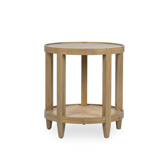 Classic Home  - Devin Oak Wood Round End Table - Khaki Mist - 51031779 veiw 2