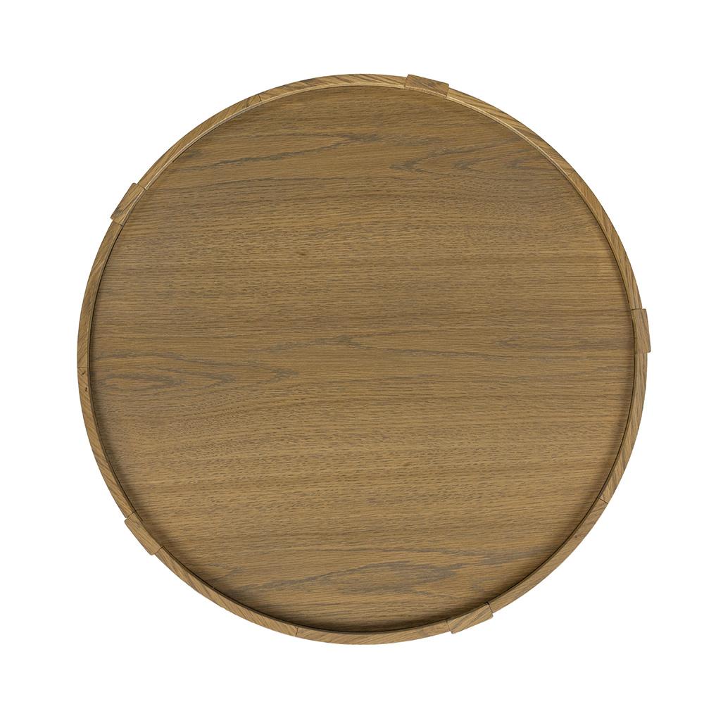 Classic Home  - Devin Oak Wood Round End Table - Khaki Mist - 51031779 veiw 3