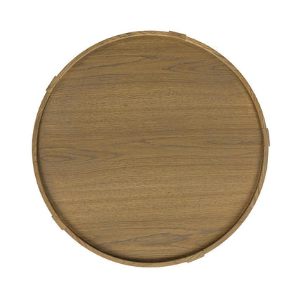 Classic Home  - Devin Oak Wood Round End Table - Khaki Mist - 51031779 veiw 3