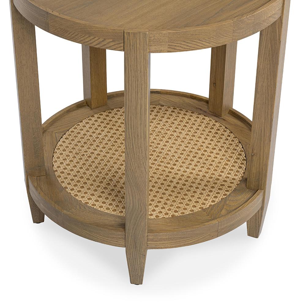 Classic Home  - Devin Oak Wood Round End Table - Khaki Mist - 51031779 veiw 4