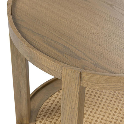 Classic Home  - Devin Oak Wood Round End Table - Khaki Mist - 51031779 veiw 5