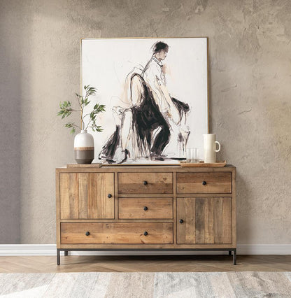 Classic Home  - Dita Reclaimed Pine Wood Sideboard Buffet - Aged Pine - 52004190 veiw 9