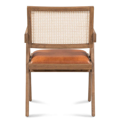 Classic Home - Douglas Top-Grain Leather & Rattan Dining Chair In Tan - 53004735 veiw 4
