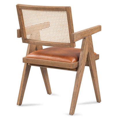 Classic Home - Douglas Top-Grain Leather & Rattan Dining Chair In Tan - 53004735 veiw 5