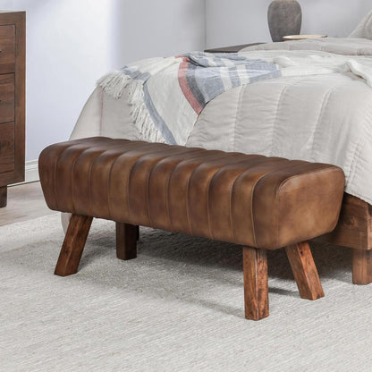 Classic Home - Florian 50in Leather Bench In Brown - 53001966 veiw 6