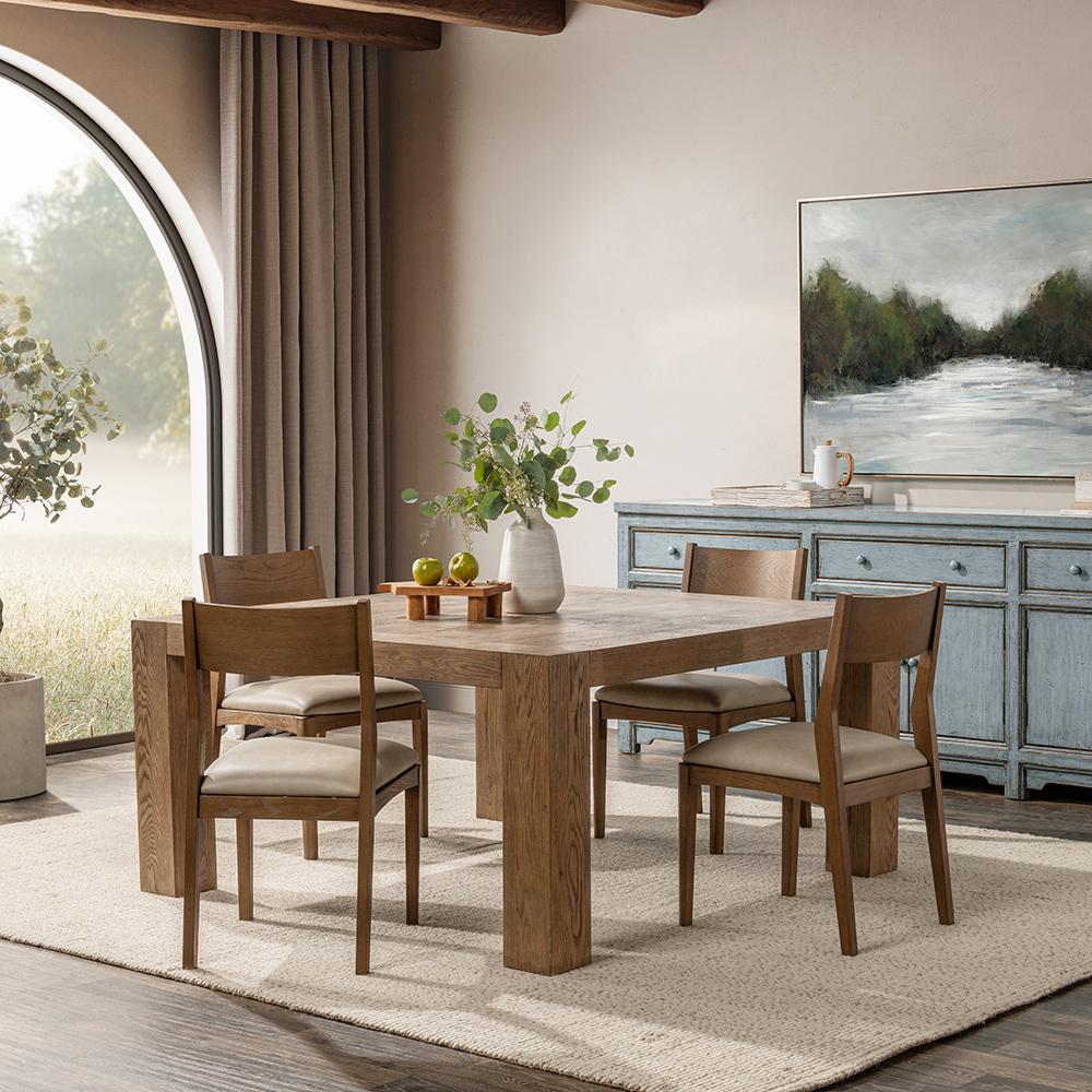 Classic Home  - Gilcrest Square Aged Oak Wood Dining Table - Aged Oak - 51031715 veiw 3