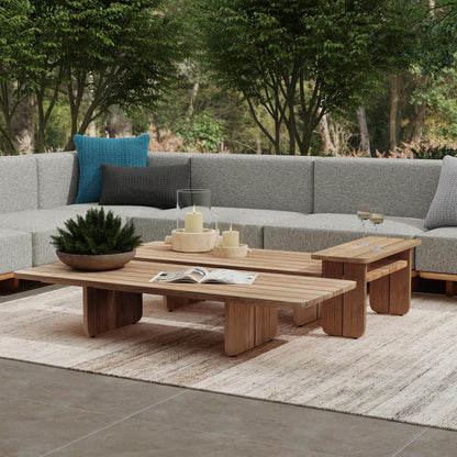Classic Home - Hudson 63in Teak Wood Outdoor Coffee Table In Natural Tone - 51005937 veiw 6
