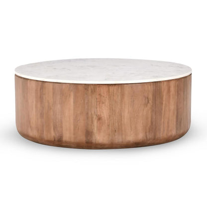 Classic Home - Josie 22in  Solid Wood And Marble Round Coffee Table In Brown - 51011792 veiw 1