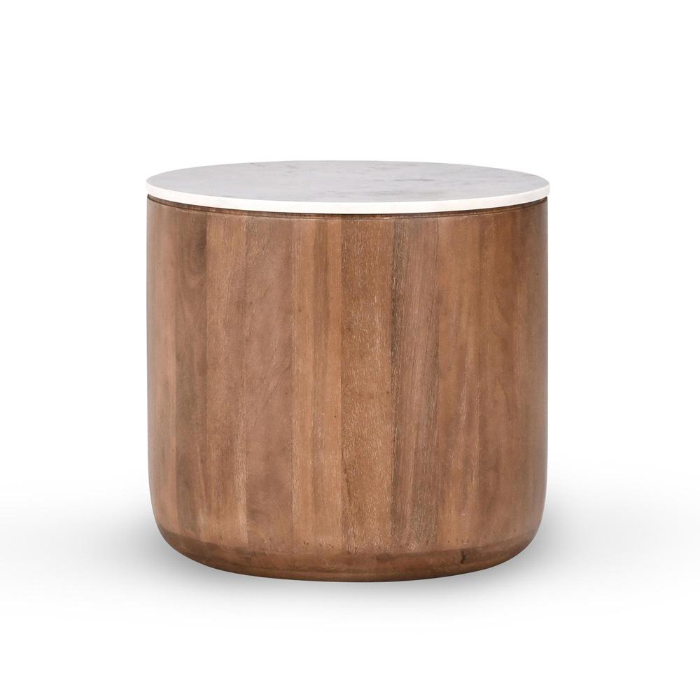 Classic Home - Josie 22in  Solid Wood And Marble Round End Table In Brown - 51011793 veiw 1