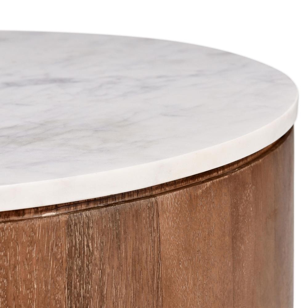 Classic Home - Josie 22in  Solid Wood And Marble Round End Table In Brown - 51011793 veiw 3