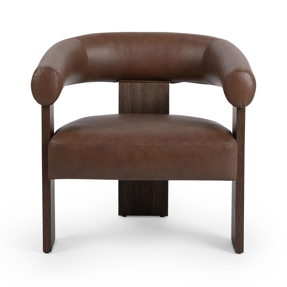 Classic Home - Julina Top Grain Leather Accent Chair - Rich Cocoa - 53006689 view 2